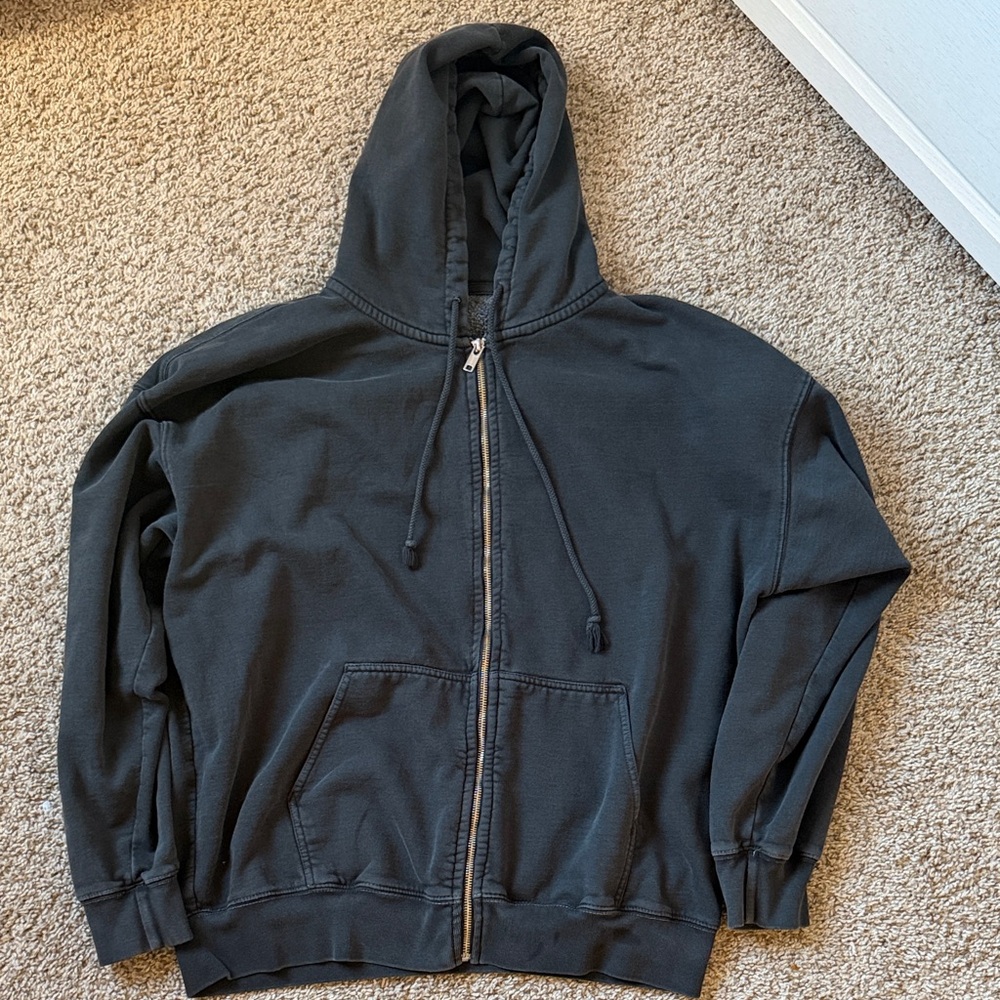 Brandy Melville Black Zip-Up Hoodie